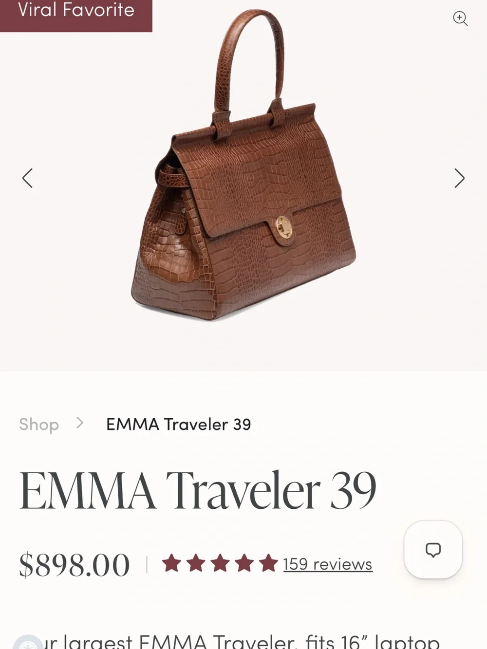 JEMMA Emma Traveler Bag Croc-Embossed Brown Laptop Tote